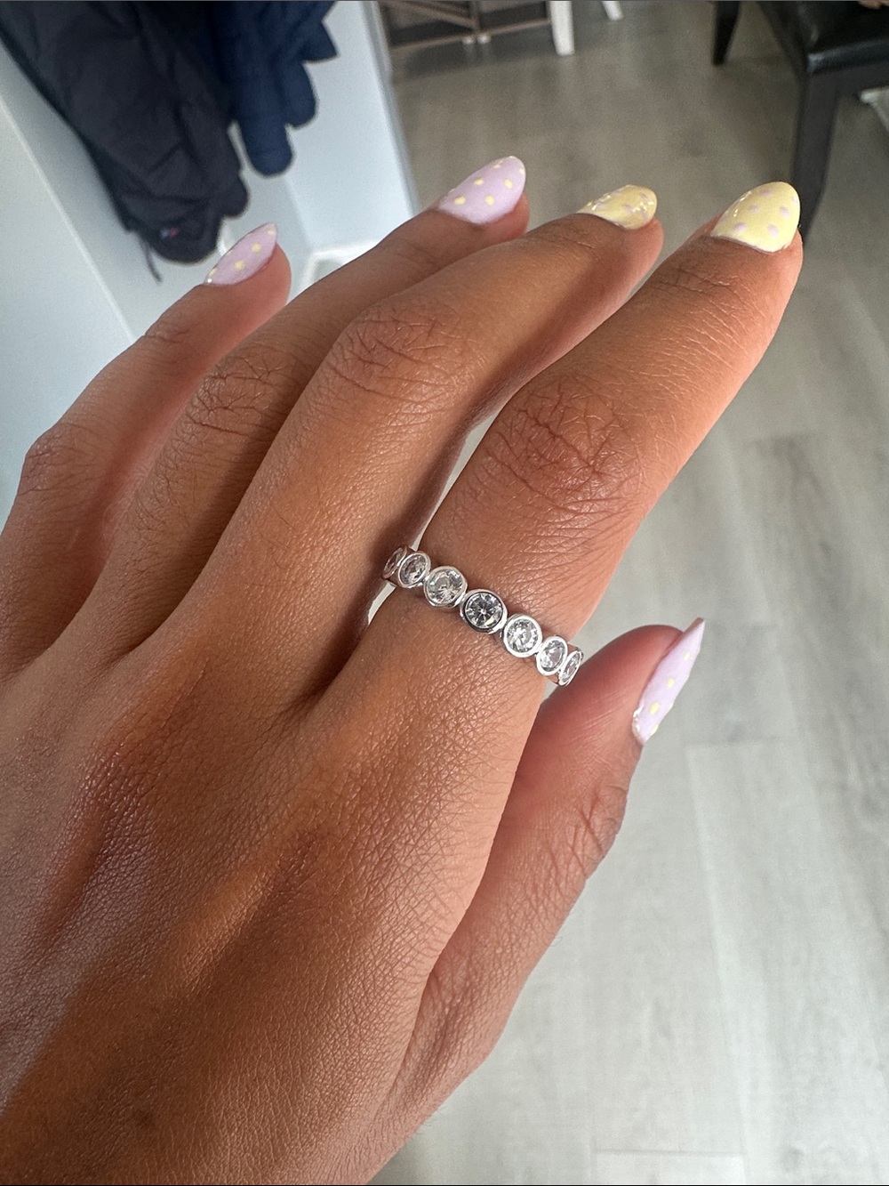 925 Silver Bezel Set 5A Cubic Zirconia Eternity Ring